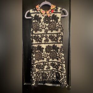 Gianni Bini Black Lace Illusion Mini Dress.